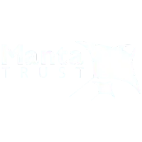 White Manta Trust logo with two manta ray silhouettes on a teal background.