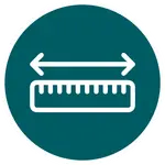 Ruler icon with a horizontal double-headed arrow above, symbolizing width or measurement.