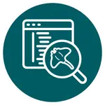 Grafisches Icon eines Browserfensters mit Lupensymbol und Manta-Stichling, symbolisch für Recherche; Nusa Penida erwähnt in Textkontext.